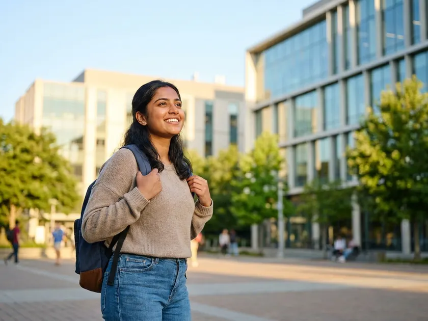 Indian student on a German university campus